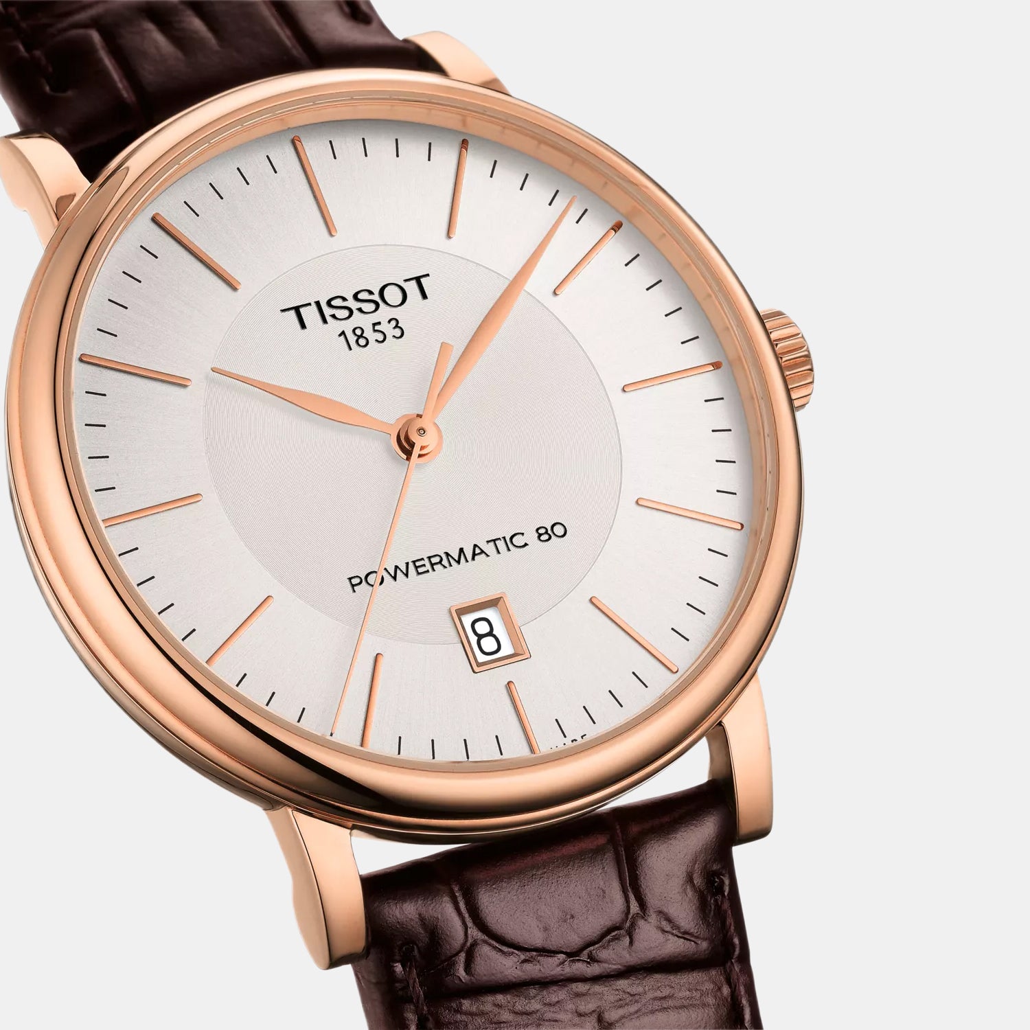 Carson Men Automatic Silver Dial Analog Leather Watch T1224073603100