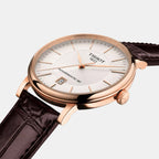 Carson Men Automatic Silver Dial Analog Leather Watch T1224073603100