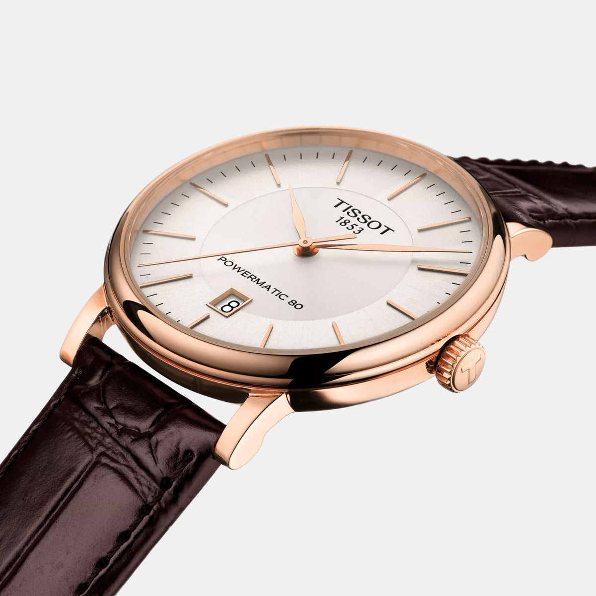 Carson Men Automatic Silver Dial Analog Leather Watch T1224073603100