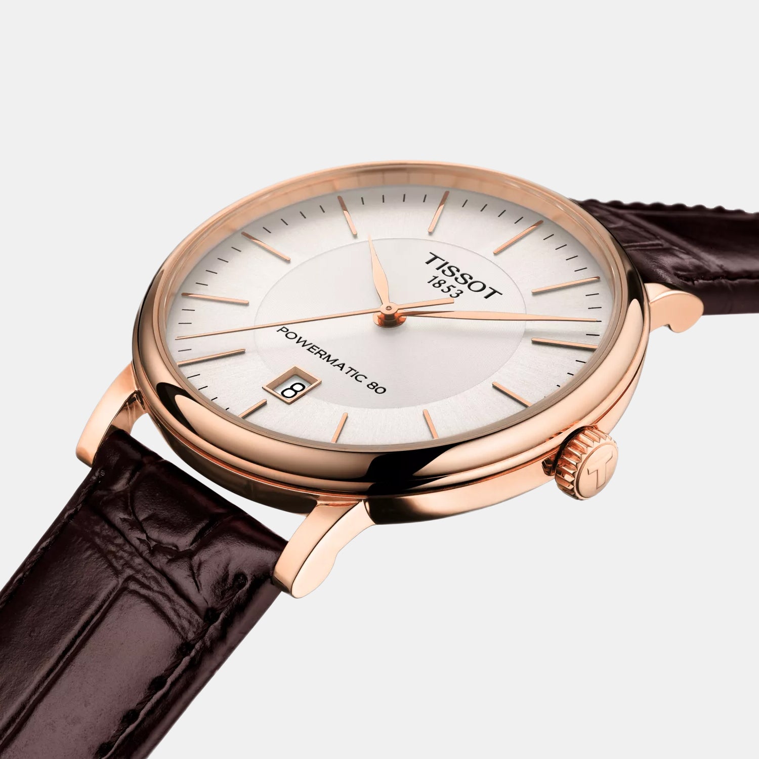 Carson Men Automatic Silver Dial Analog Leather Watch T1224073603100