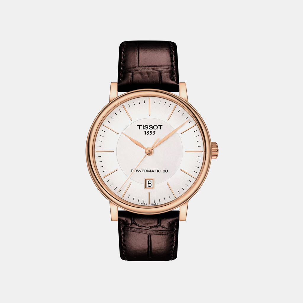 Carson Men Automatic Silver Dial Analog Leather Watch T1224073603100