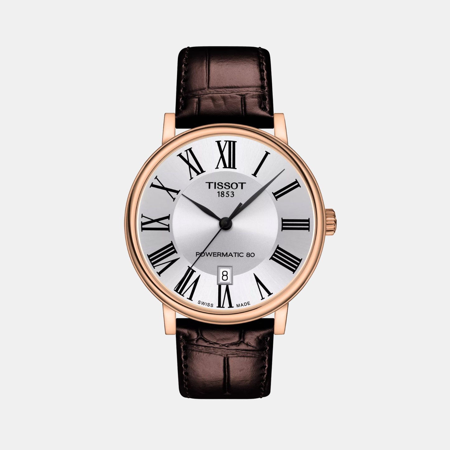 Carson Men Automatic Silver Dial Analog Leather Watch T1224073603300