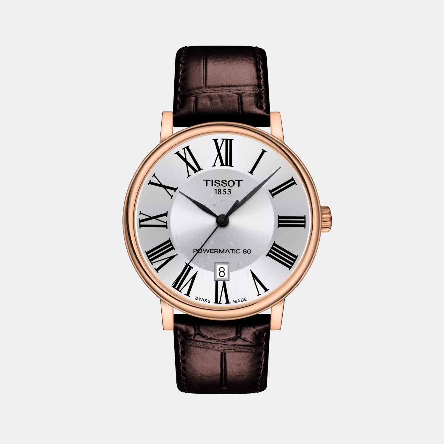 Carson Men Automatic Silver Dial Analog Leather Watch T1224073603300