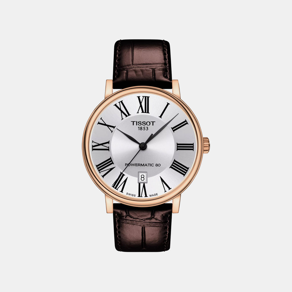 Carson Men Automatic Silver Dial Analog Leather Watch T1224073603300