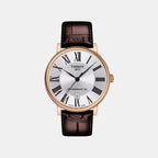 Carson Men Automatic Silver Dial Analog Leather Watch T1224073603300