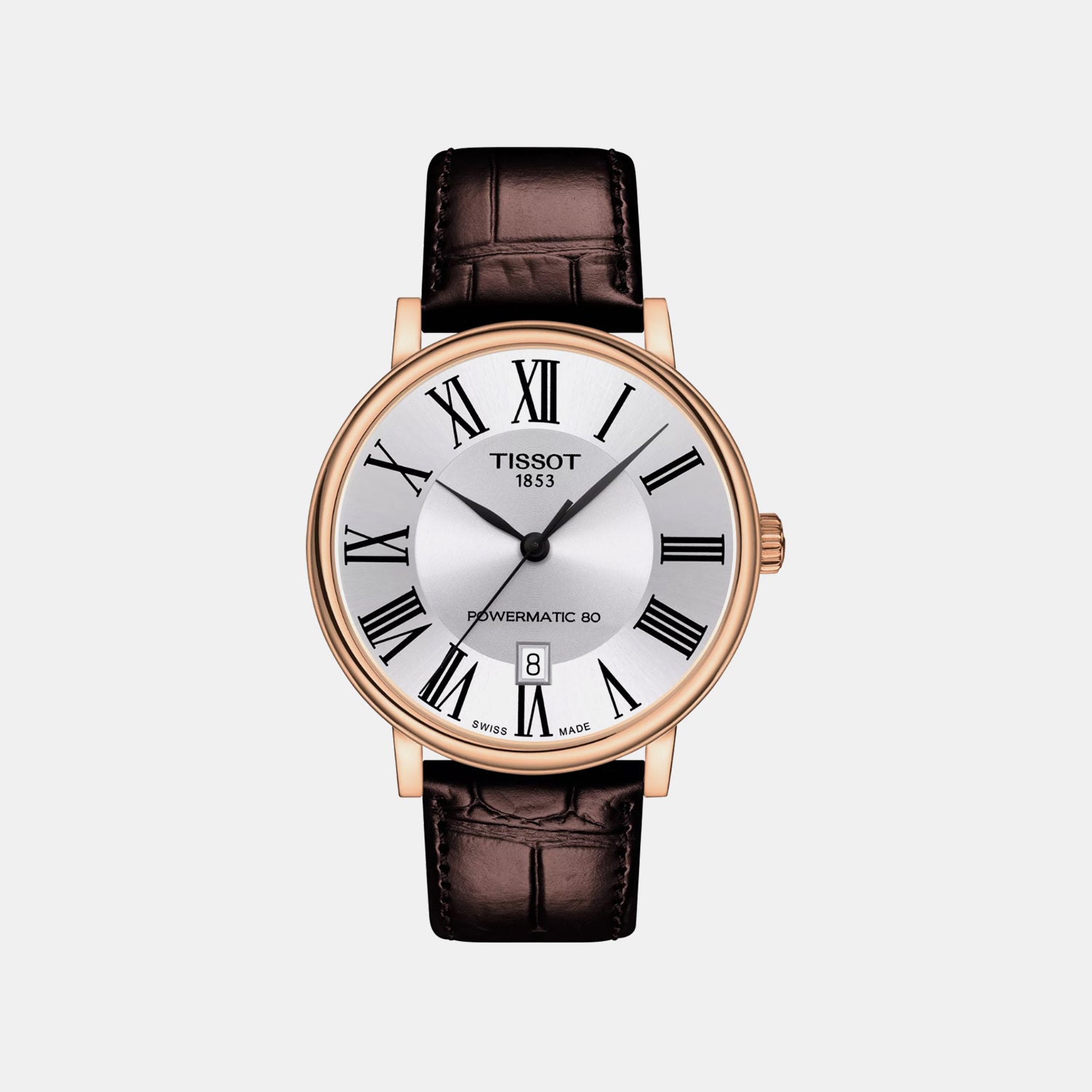 Carson Men Automatic Silver Dial Analog Leather Watch T1224073603300