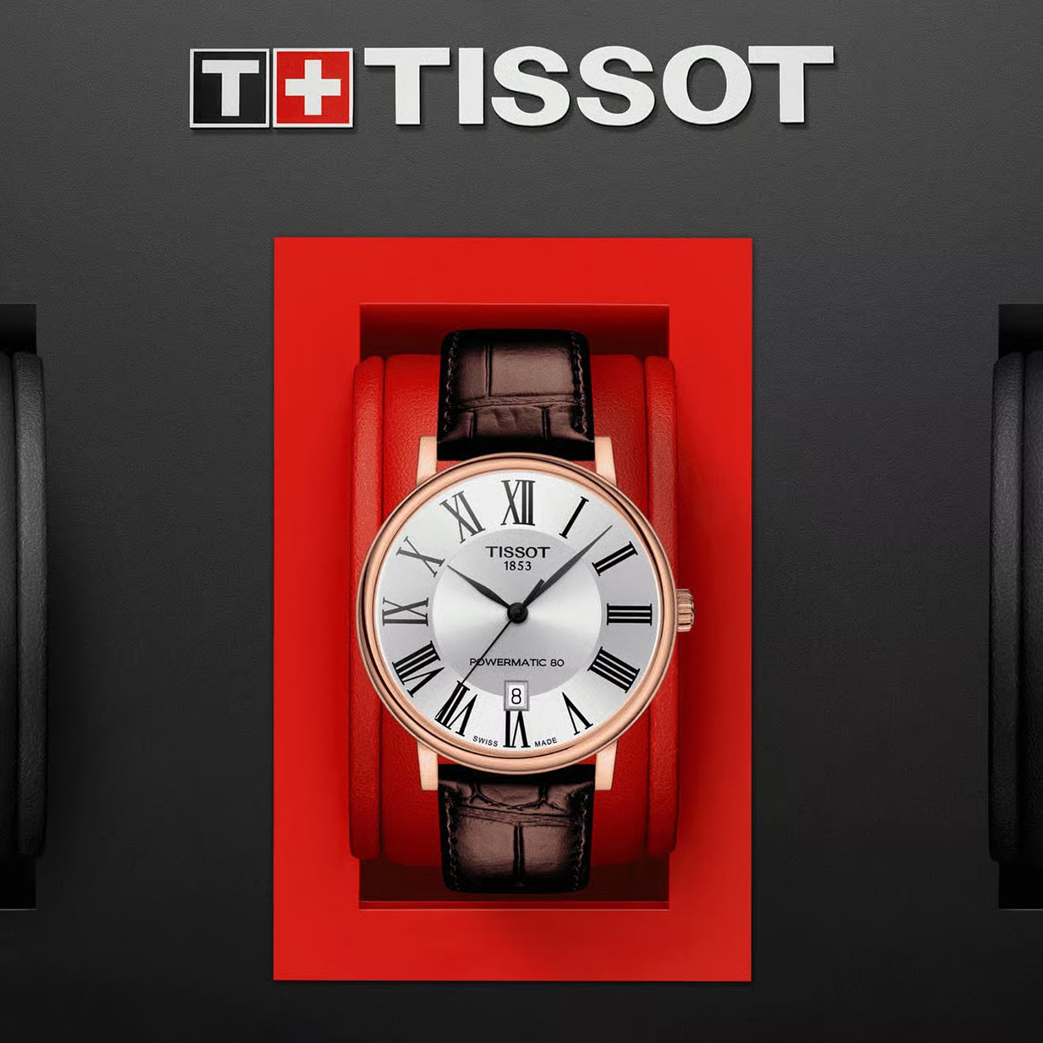 Carson Men Automatic Silver Dial Analog Leather Watch T1224073603300
