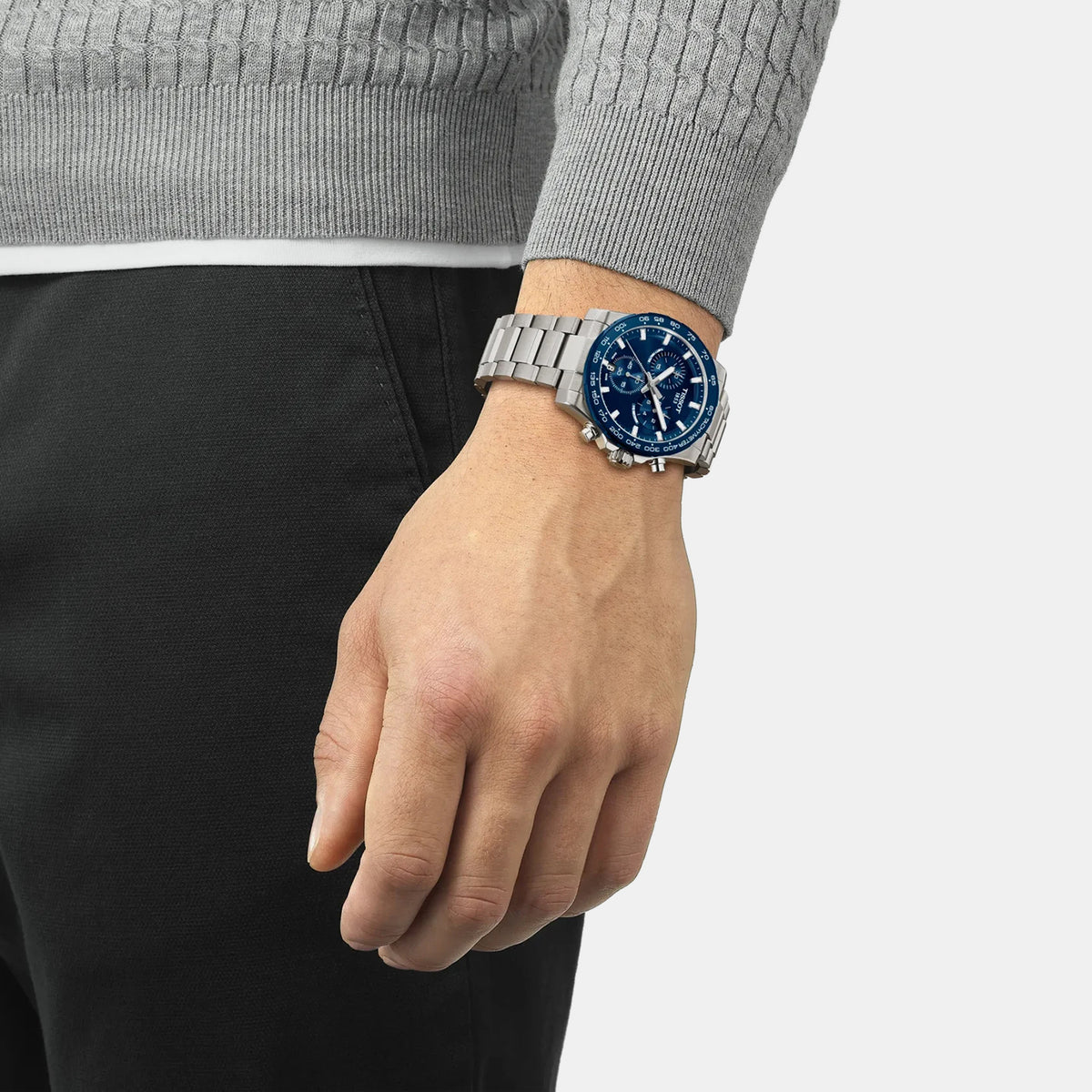 Supersport Men Quartz Blue Dial Chronograph Stainless Steel Watch T1254171104100