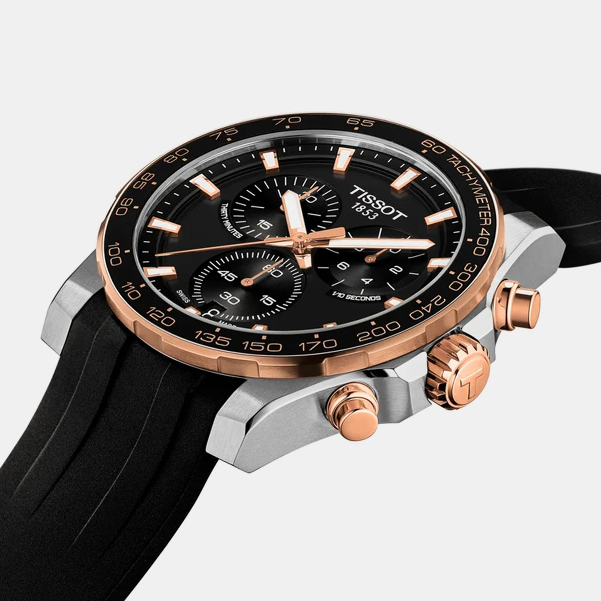 Supersport Men Quartz Black Dial Chronograph Rubber Watch T1254172705100