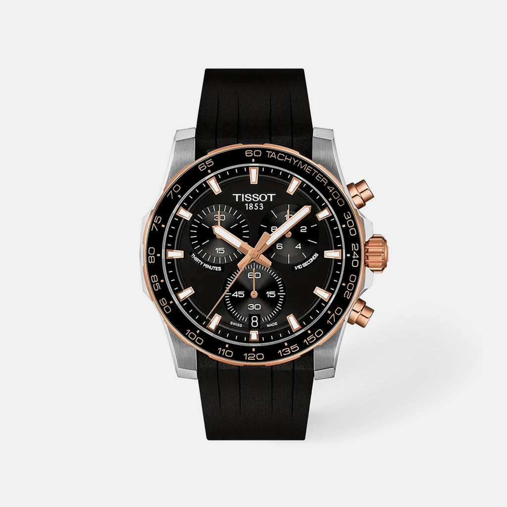 Supersport Men Quartz Black Dial Chronograph Rubber Watch T1254172705100