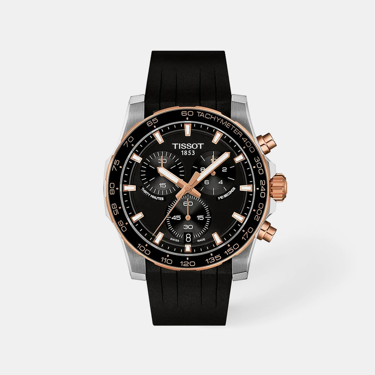 Supersport Men Quartz Black Dial Chronograph Rubber Watch T1254172705100