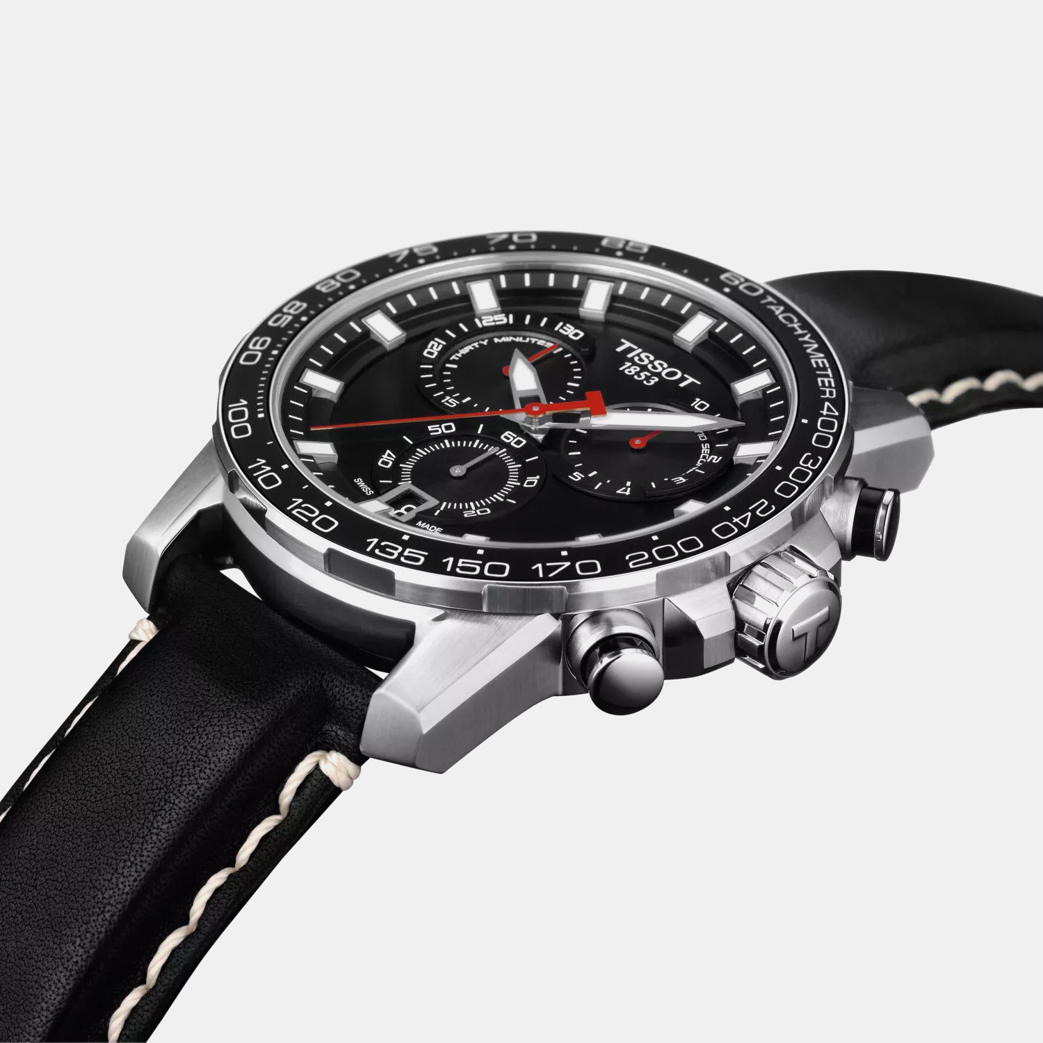 Supersport Men Quartz Black Dial Chronograph Leather Watch T1256171605100