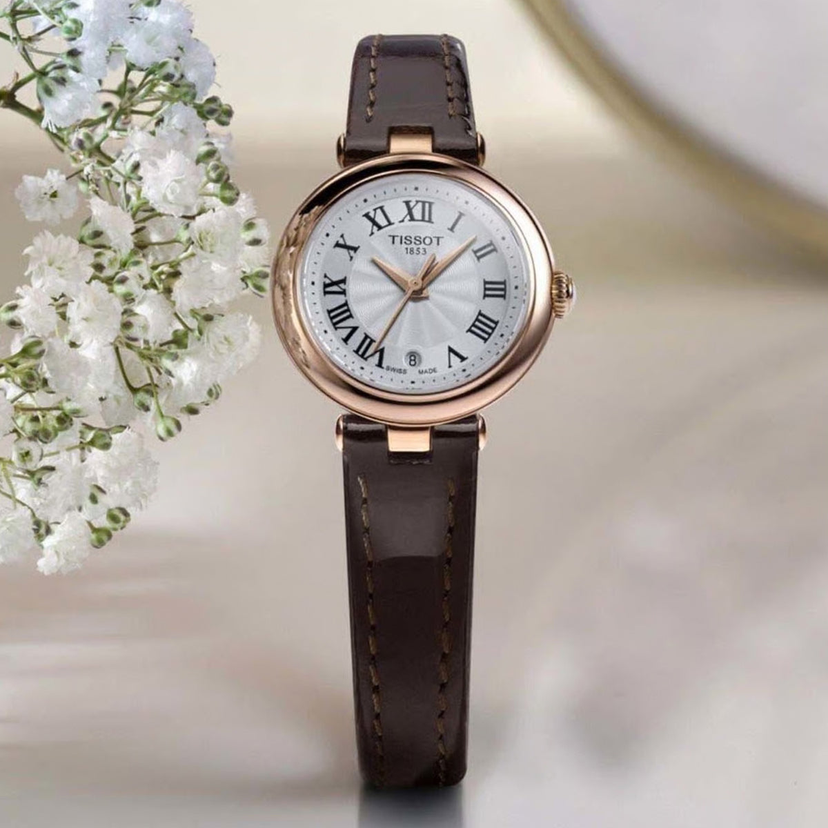 Bellissima Women Quartz White Dial Analog Leather Watch T1260103601300