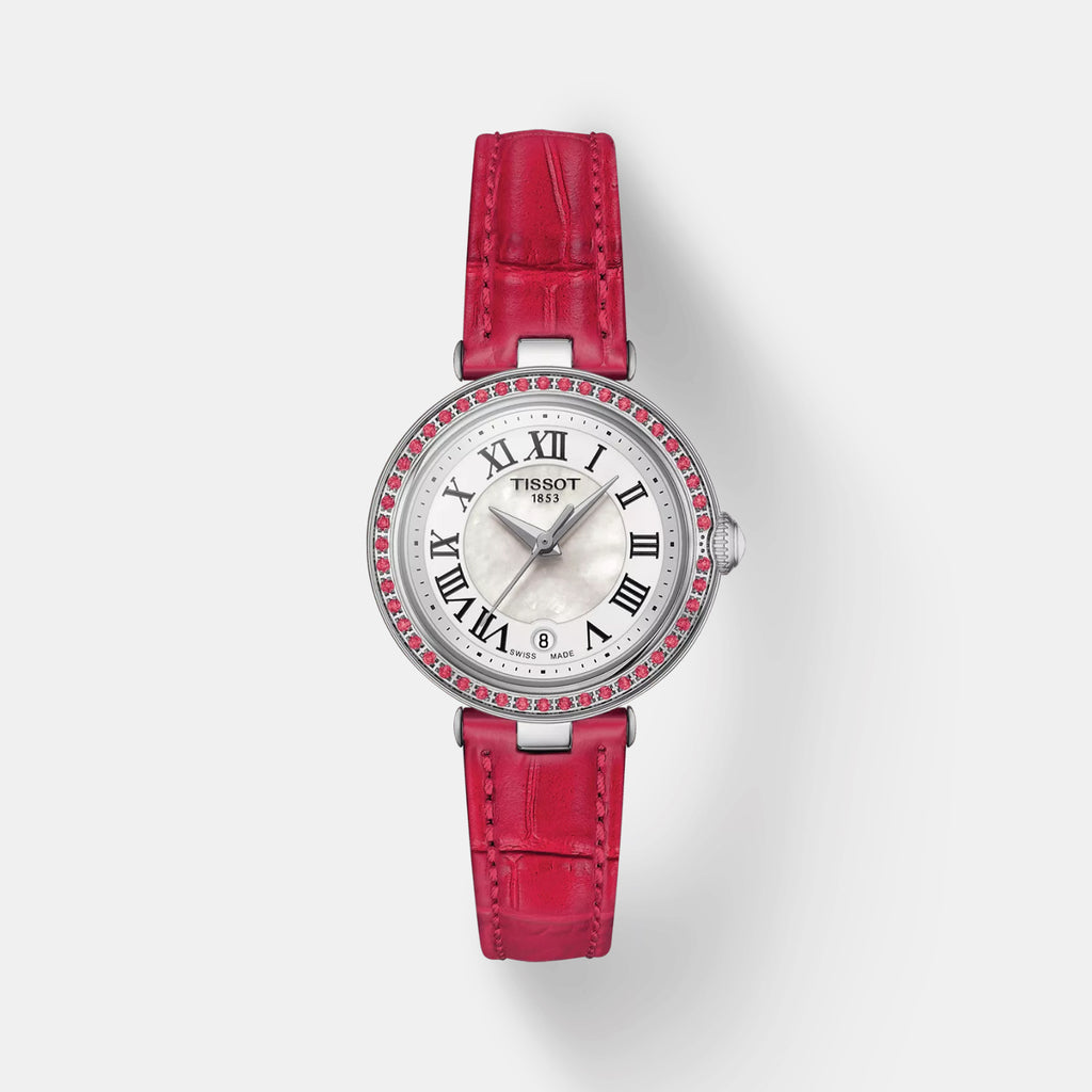 Bellissima Women Quartz White Mother Of Pearl Analog Leather Watch T1260106611300