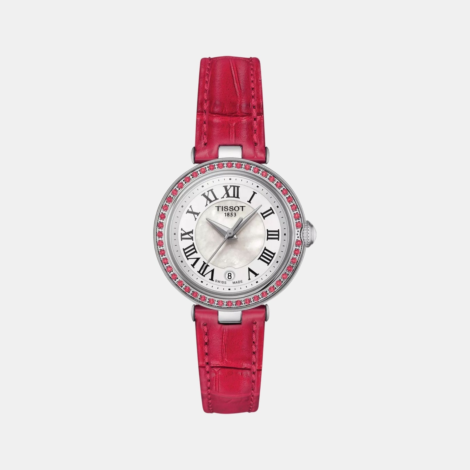 Bellissima Women Quartz White Mother Of Pearl Analog Leather Watch T1260106611300