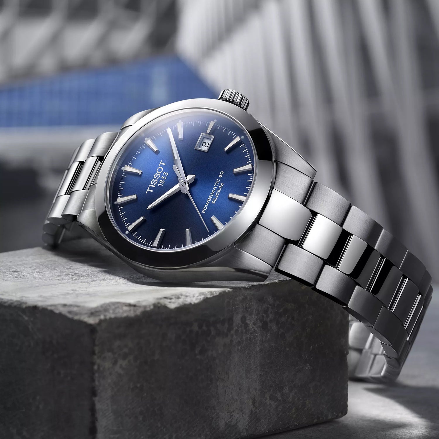 Tissot Gentleman Men Automatic Blue Dial Analog Stainless Steel Watch T1274071104100