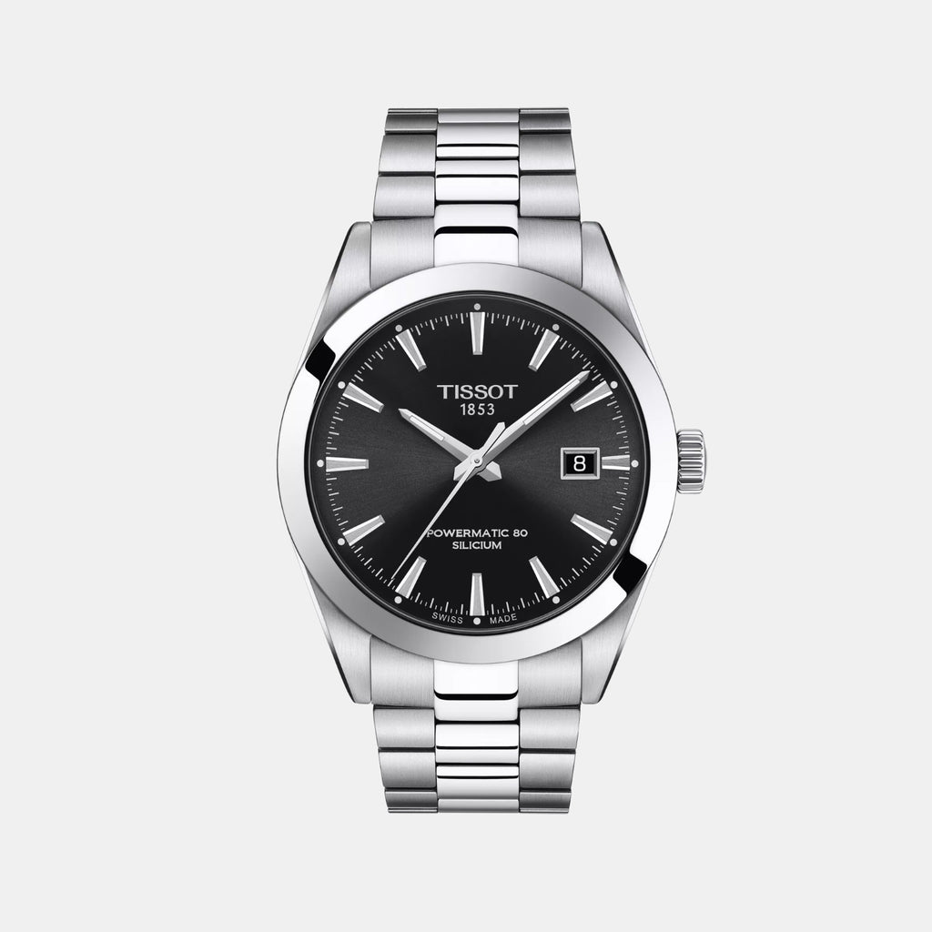 Gentleman Men Automatic Black Dial Analog Stainless Steel Watch T1274071105100