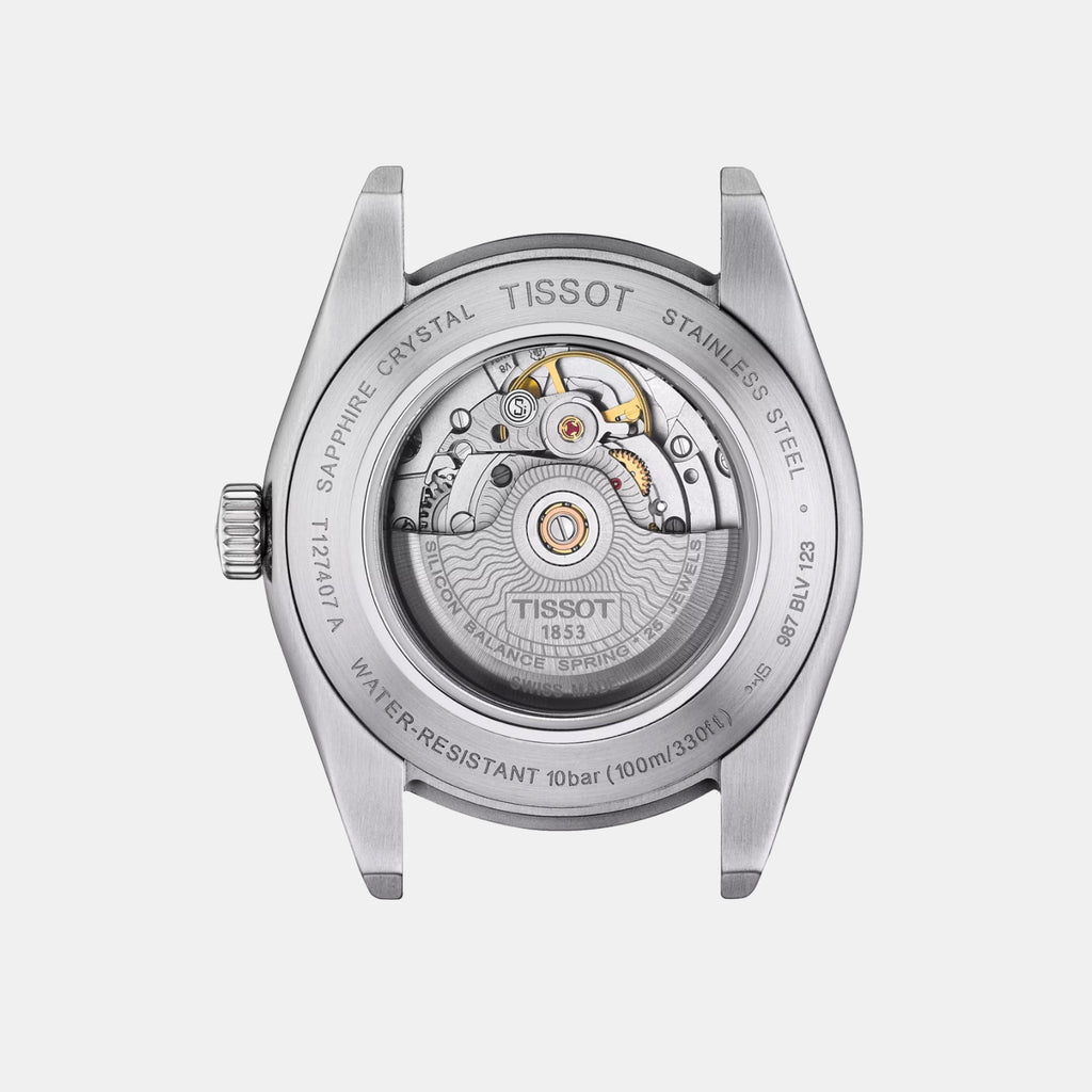 Gentleman Men Automatic Black Dial Analog Stainless Steel Watch T1274071105100