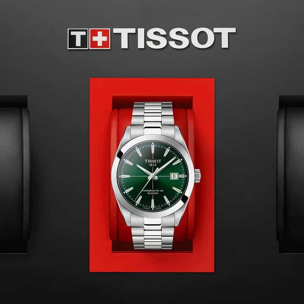 Tissot Gentleman Men Automatic Green Dial Analog Stainless Steel Watch T1274071109101