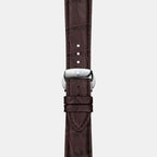 Gentleman Men Quartz Silver Dial Analog Leather Watch T1274071603101