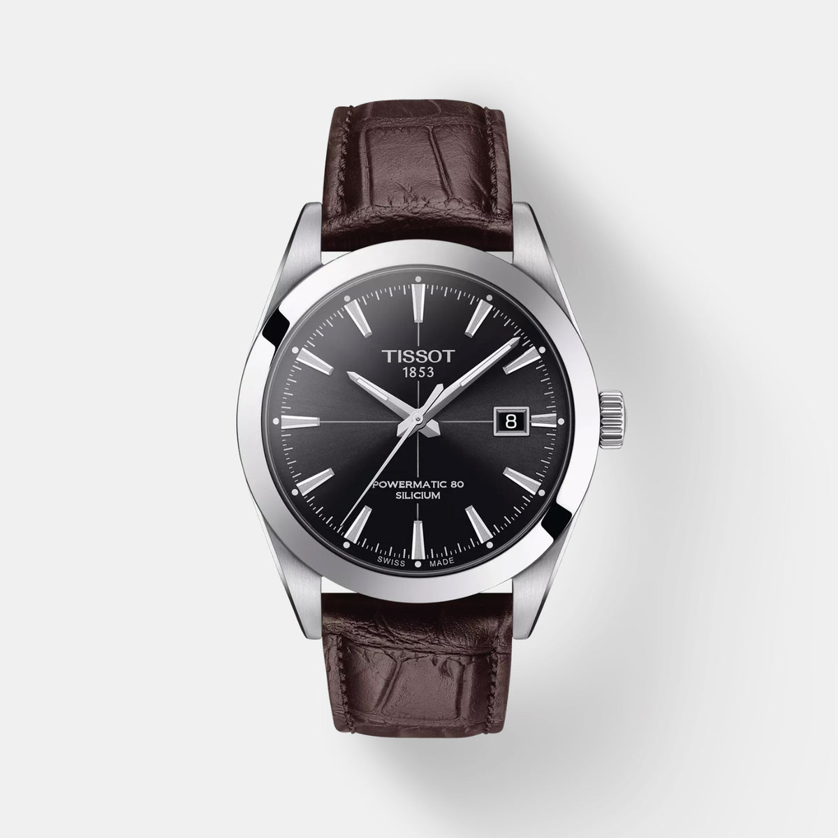 Gentleman Men Automatic Black Dial Analog Leather Watch T1274071605101