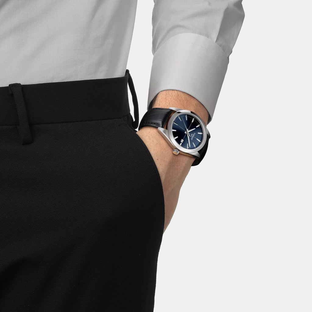 Tissot Gentleman Men Quartz Blue Dial Analog Leather Watch T1274101604101