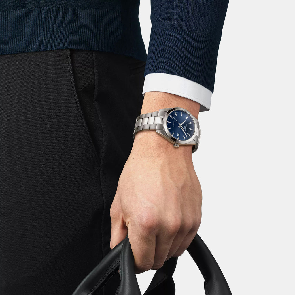 Tissot Gentleman Men Quartz Blue Dial Analog Titanium Watch T1274104404100