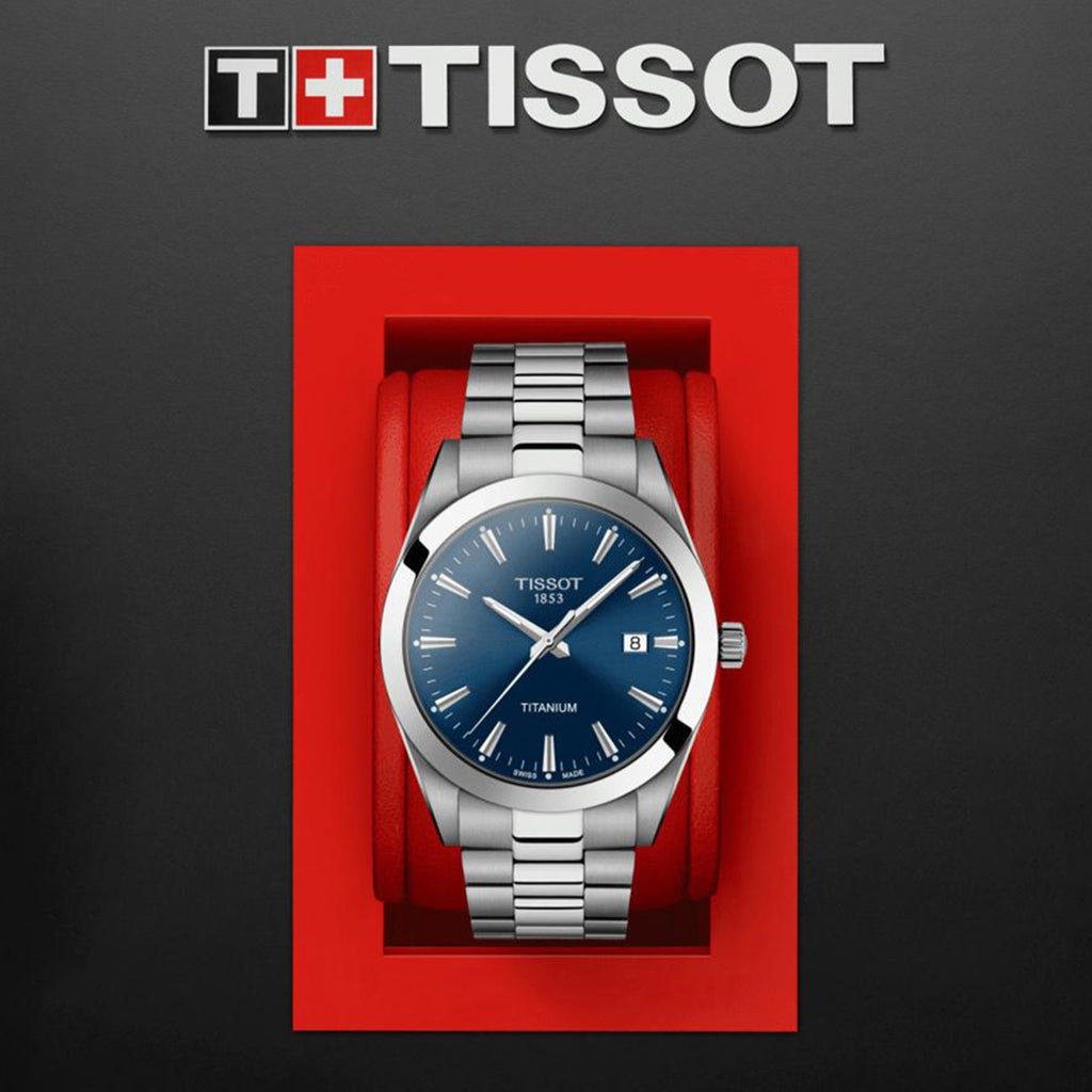 Tissot Gentleman Men Quartz Blue Dial Analog Titanium Watch T1274104404100