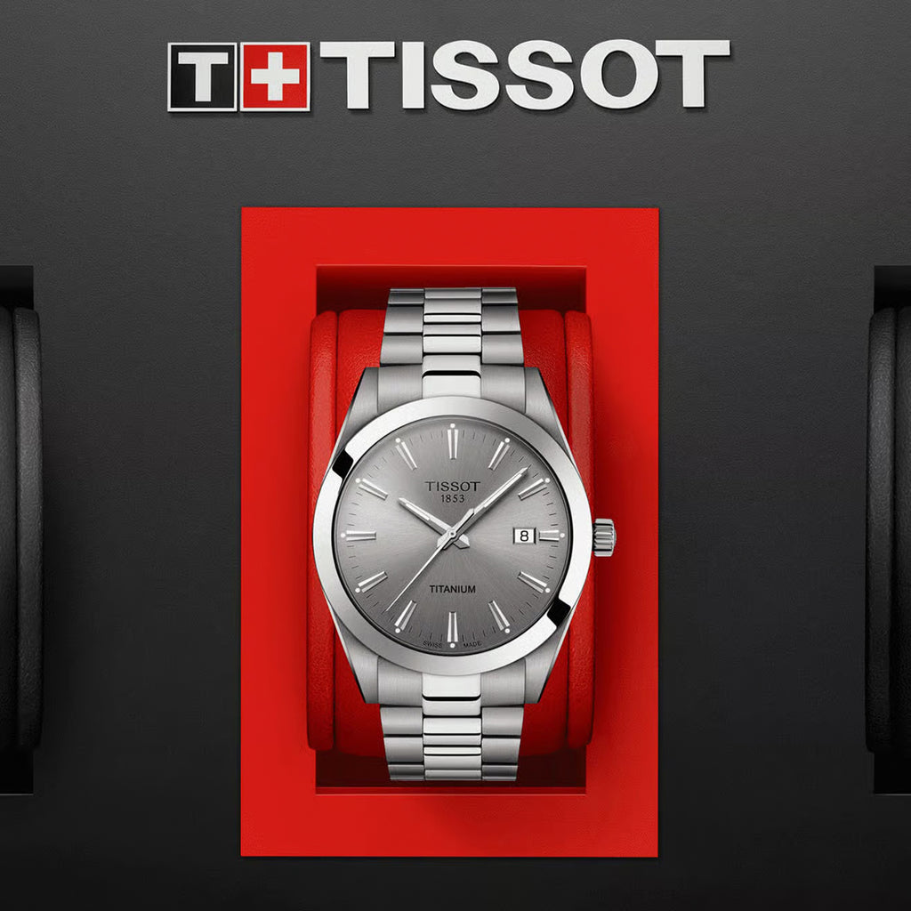 Tissot Gentleman Men Quartz Grey Dial Analog Titanium Watch T1274104408100