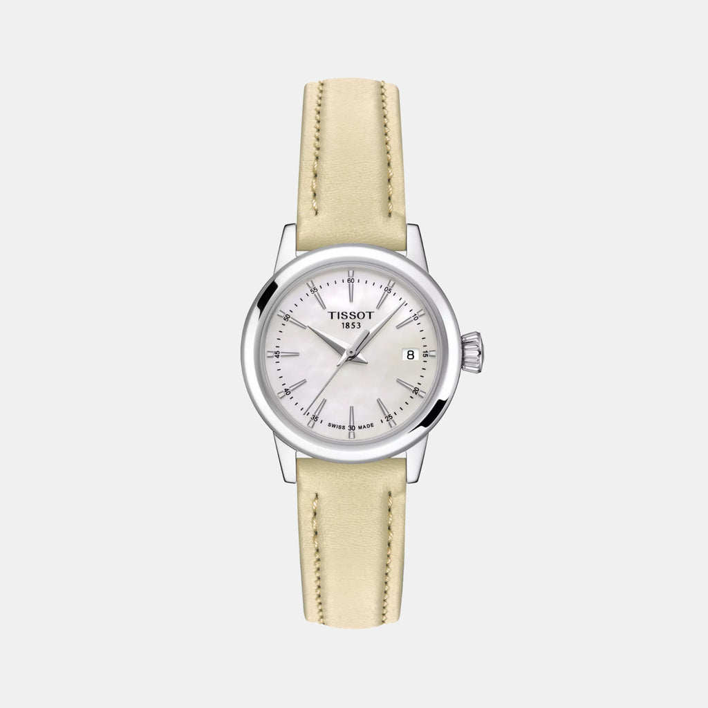Classic Dream Women Quartz White Mother Of Pearl Dial Analog Leather Watch T1292101611100
