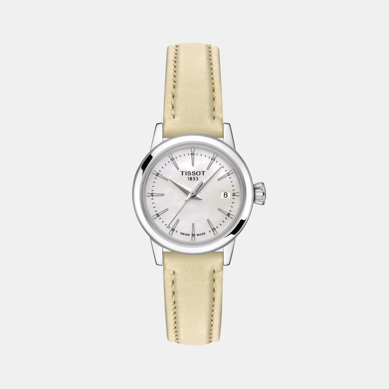 Classic Dream Women Quartz White Mother Of Pearl Dial Analog Leather Watch T1292101611100