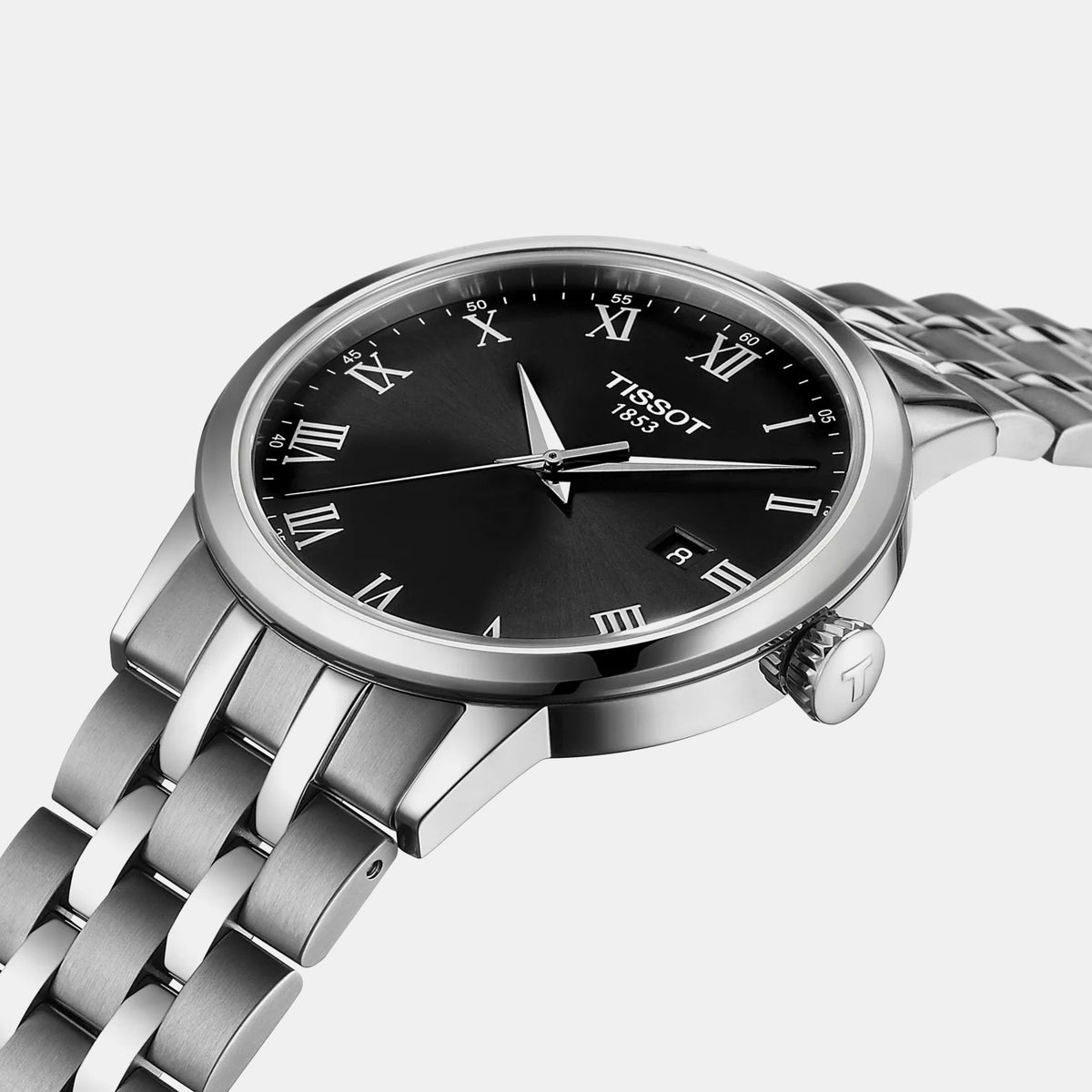 Classic Dream Men Quartz Black Dial Analog Stainless Steel Watch T1294101105300