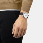 Classic Men Quartz White Dial Analog Leather Watch T1294101601300