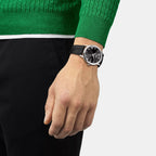 Classic Men Quartz Black Dial Analog Leather Watch T1294101605300