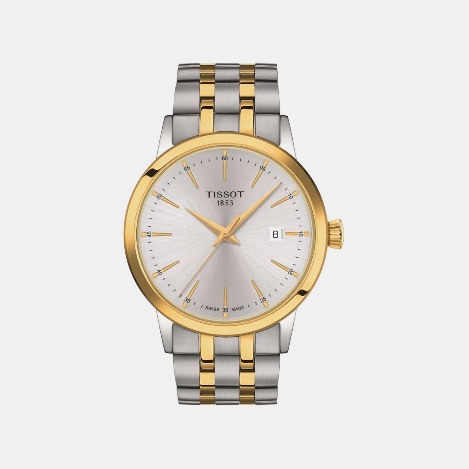 Classic Men Quartz Silver Dial Analog Stainless Steel Watch T1294102203100