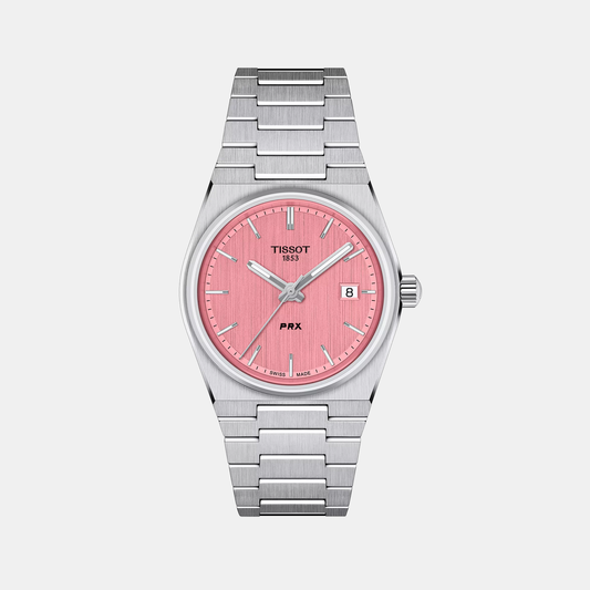 T-Classic Unisex Analog Pink Dial Quartz Stainless Steel Watch T1372101133100