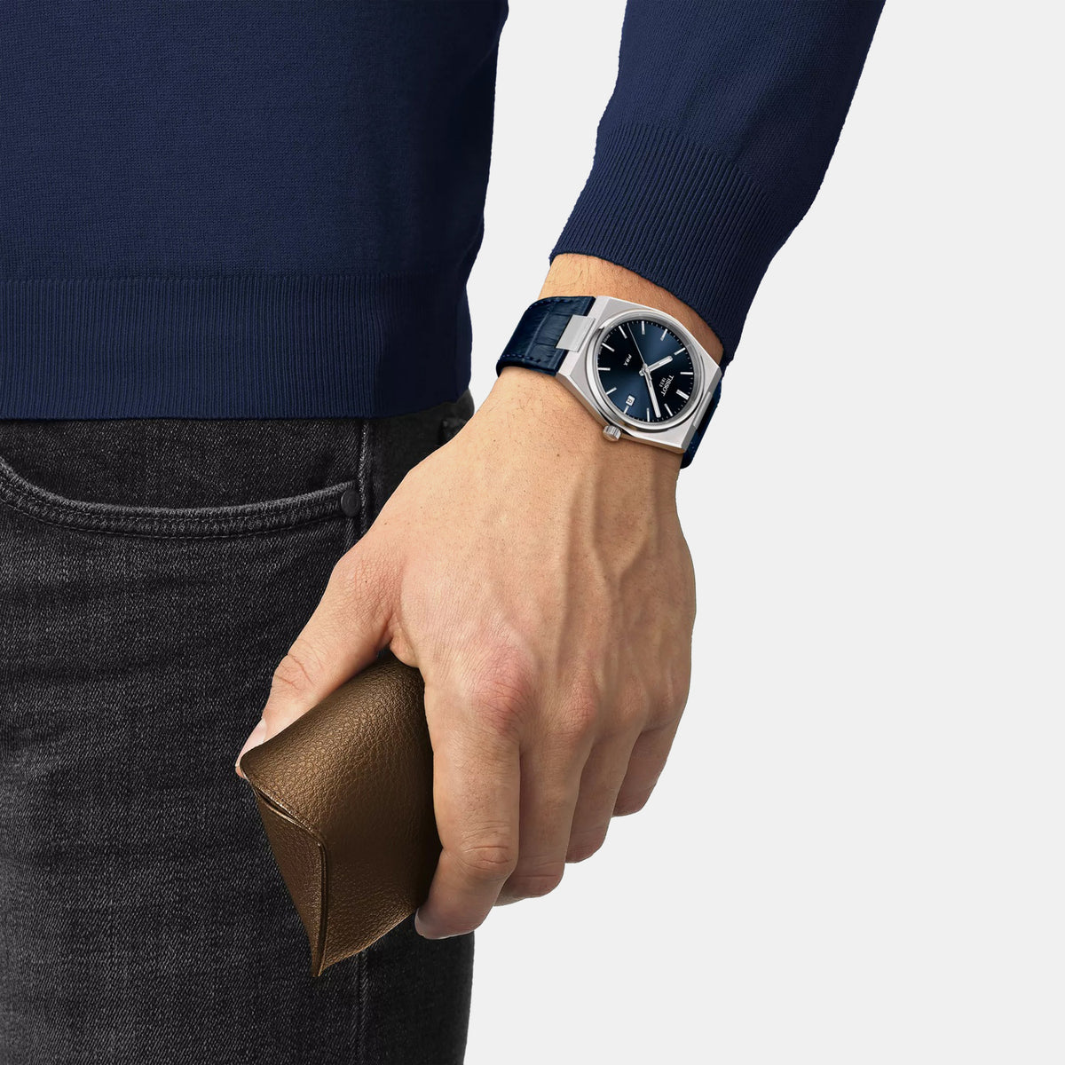 PRX Men Quartz Blue Dial Analog Leather Watch T1374101604100