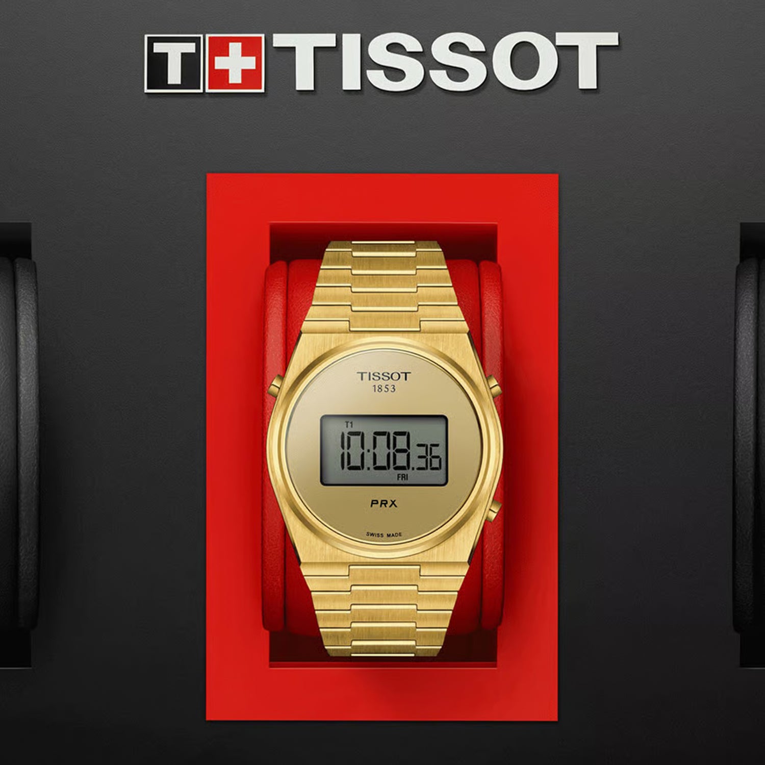 PRX Men Quartz Gold Dial Digital Stainless Steel Watch T1374633302000
