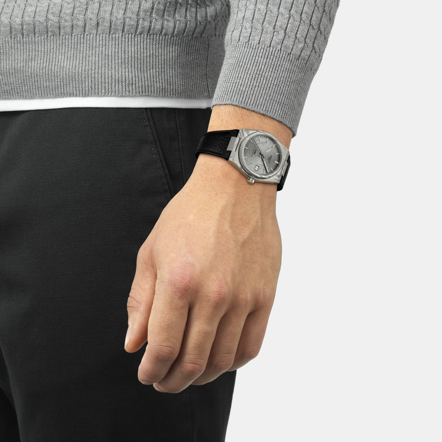 PRX Damascus Unisex Automatic Silver Dial Analog Leather Watch T1378079608100