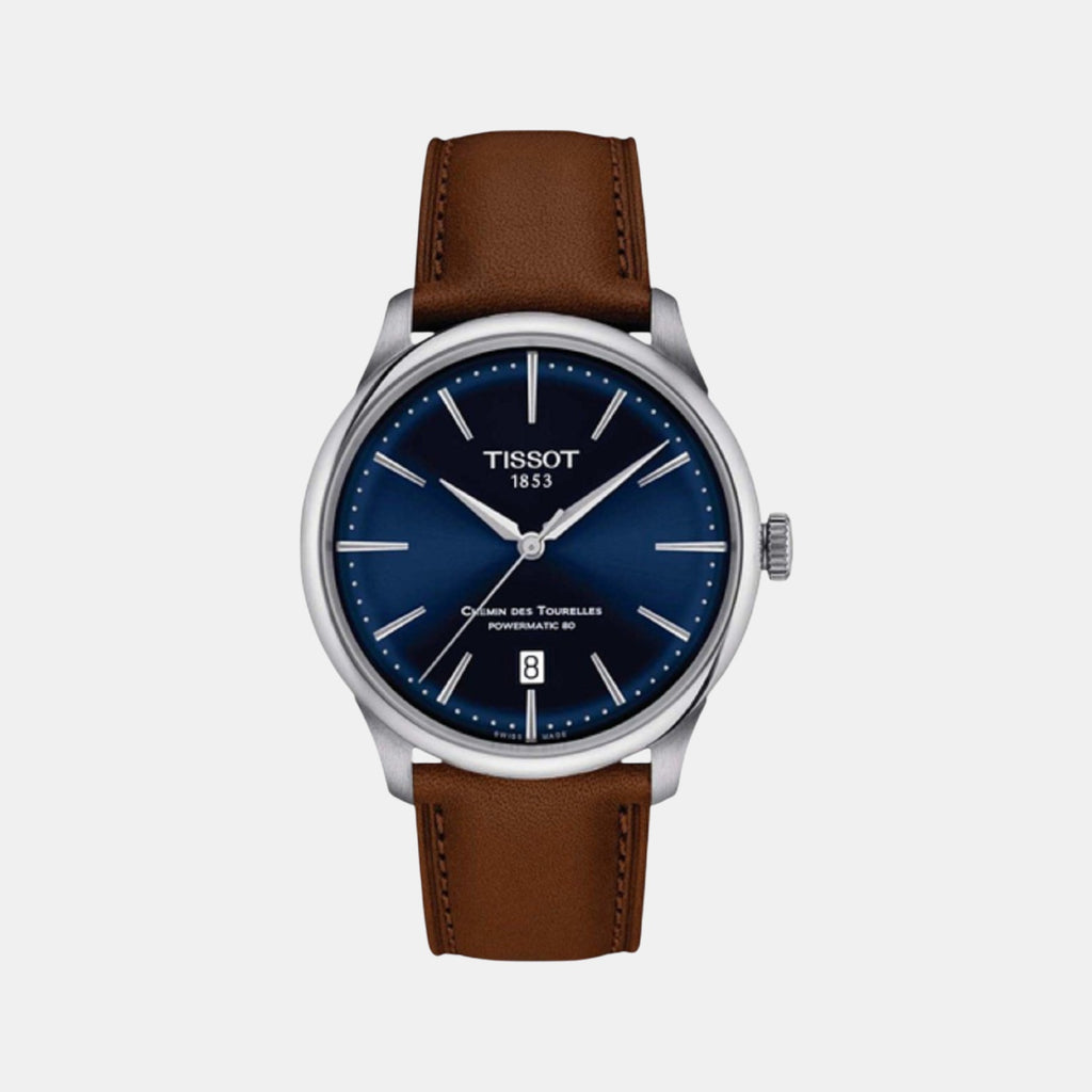 Chemin Des Tourelles Men Automatic Blue Dial Analog Leather Watch T1398071604100
