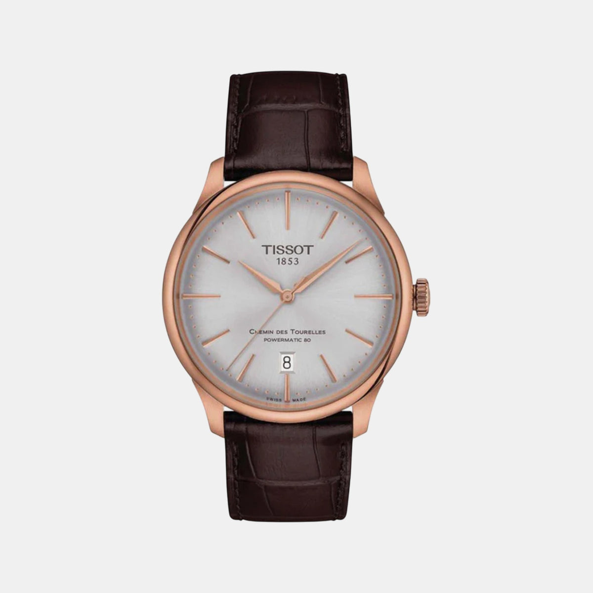 Chemin Des Tourelles Men Automatic Silver Dial Analog Leather Watch T1398073603100