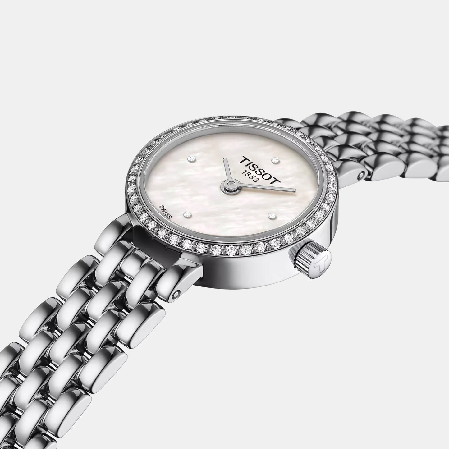 Lovely Women Quartz White Mother Of Pearl Dial Analog Stainless Steel Watch T1400096111600
