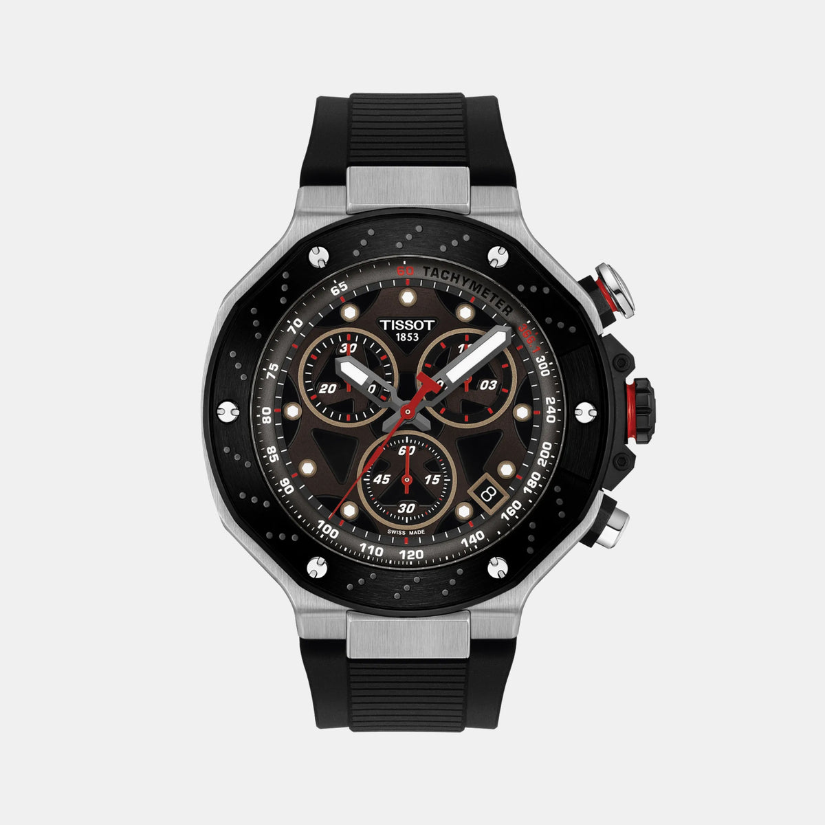 T-Race Men Quartz Grey Dial Chronograph Silicone Watch T1414172708100