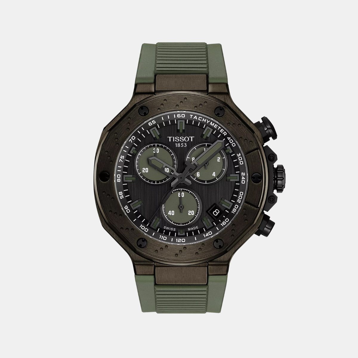 T-Race Men Quartz Grey Dial Chronograph Silicone Watch T1414173706102