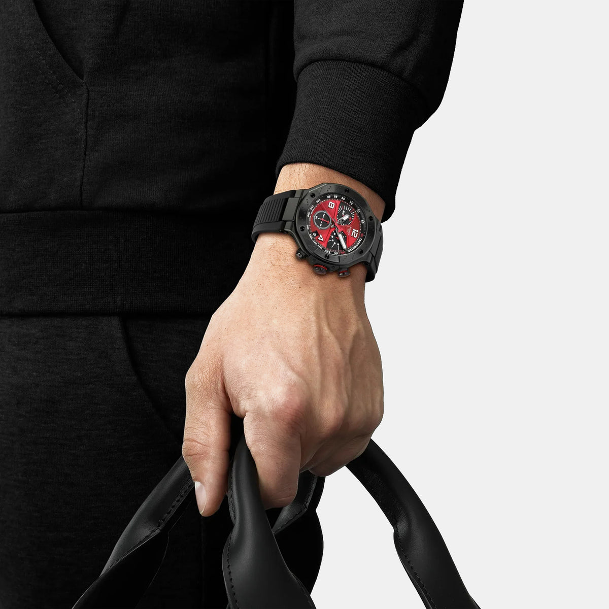 T-Race Men Quartz Red Dial Chronograph Silicone Watch T1414173742200