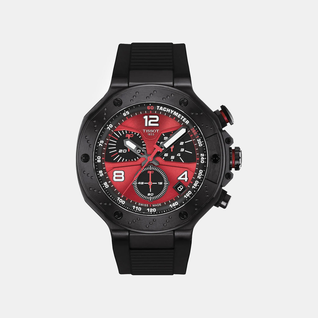 Sport Men Quartz Red Dial Chronograph Silicone Watch T1414173742200