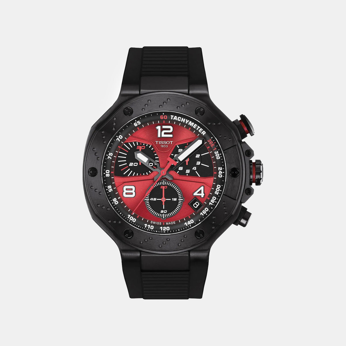 T-Race Men Quartz Red Dial Chronograph Silicone Watch T1414173742200