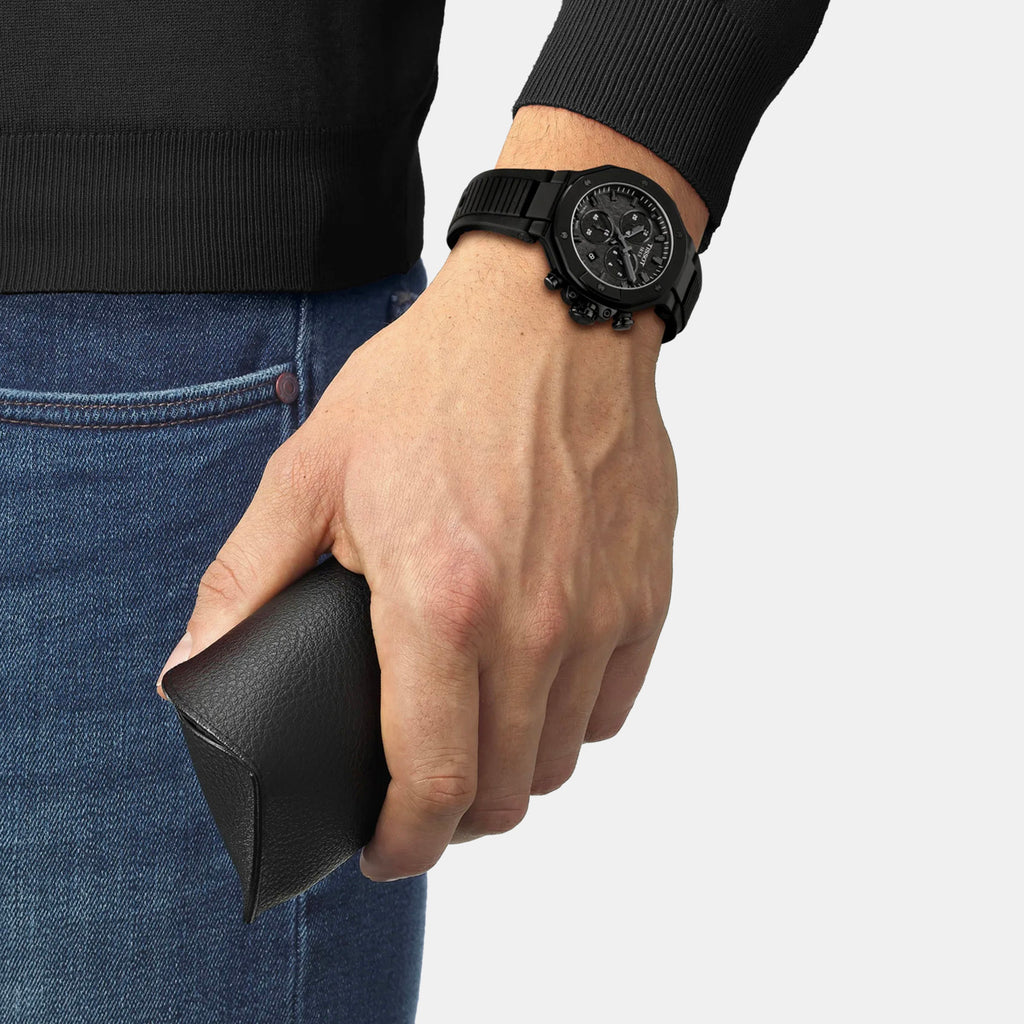 T-Race Men Quartz Black Dial Analog Silicone Watch T1418173705100