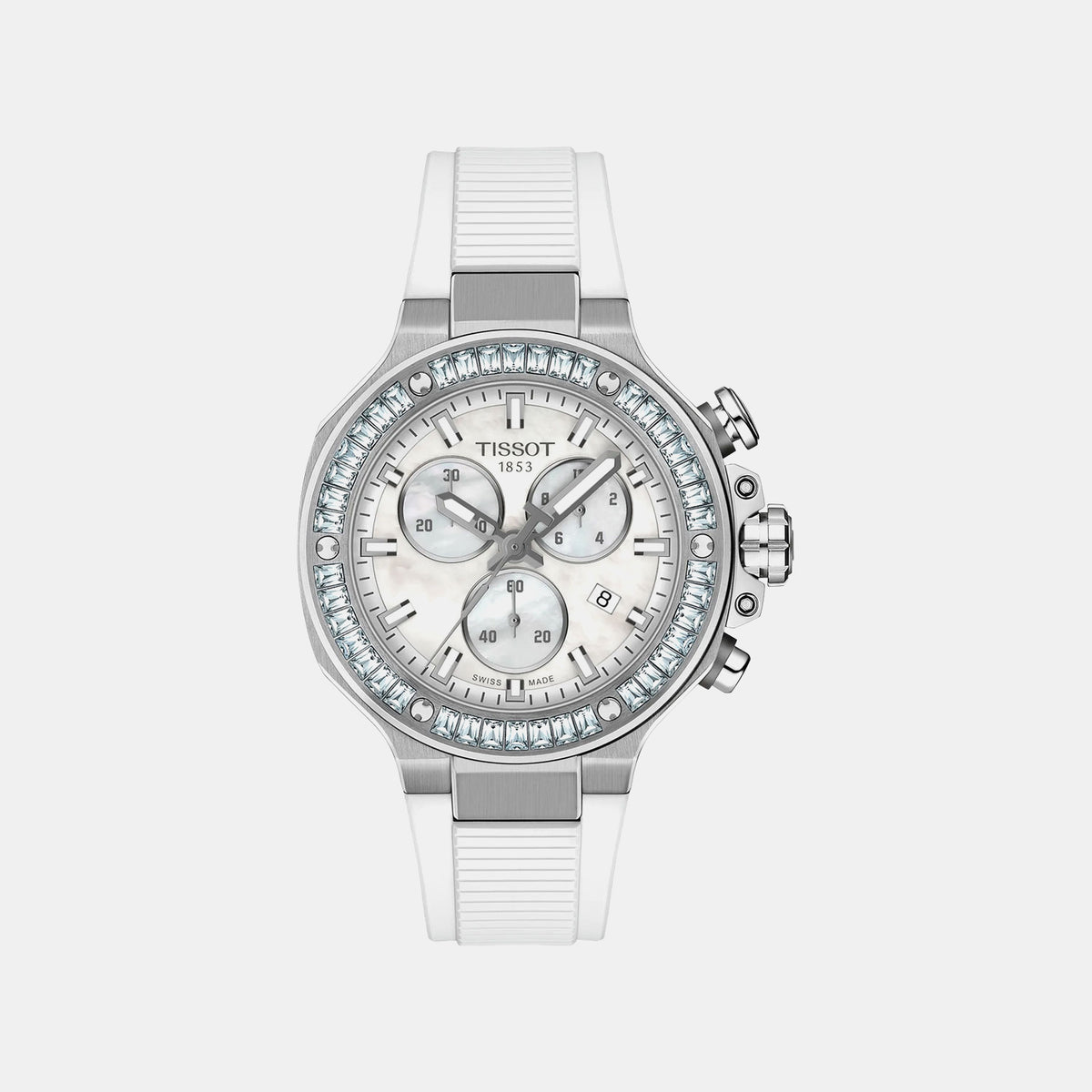 T-Race Unisex Quartz Mother Of Pearl Dial Chronograph Silicone Watch T1418179711100