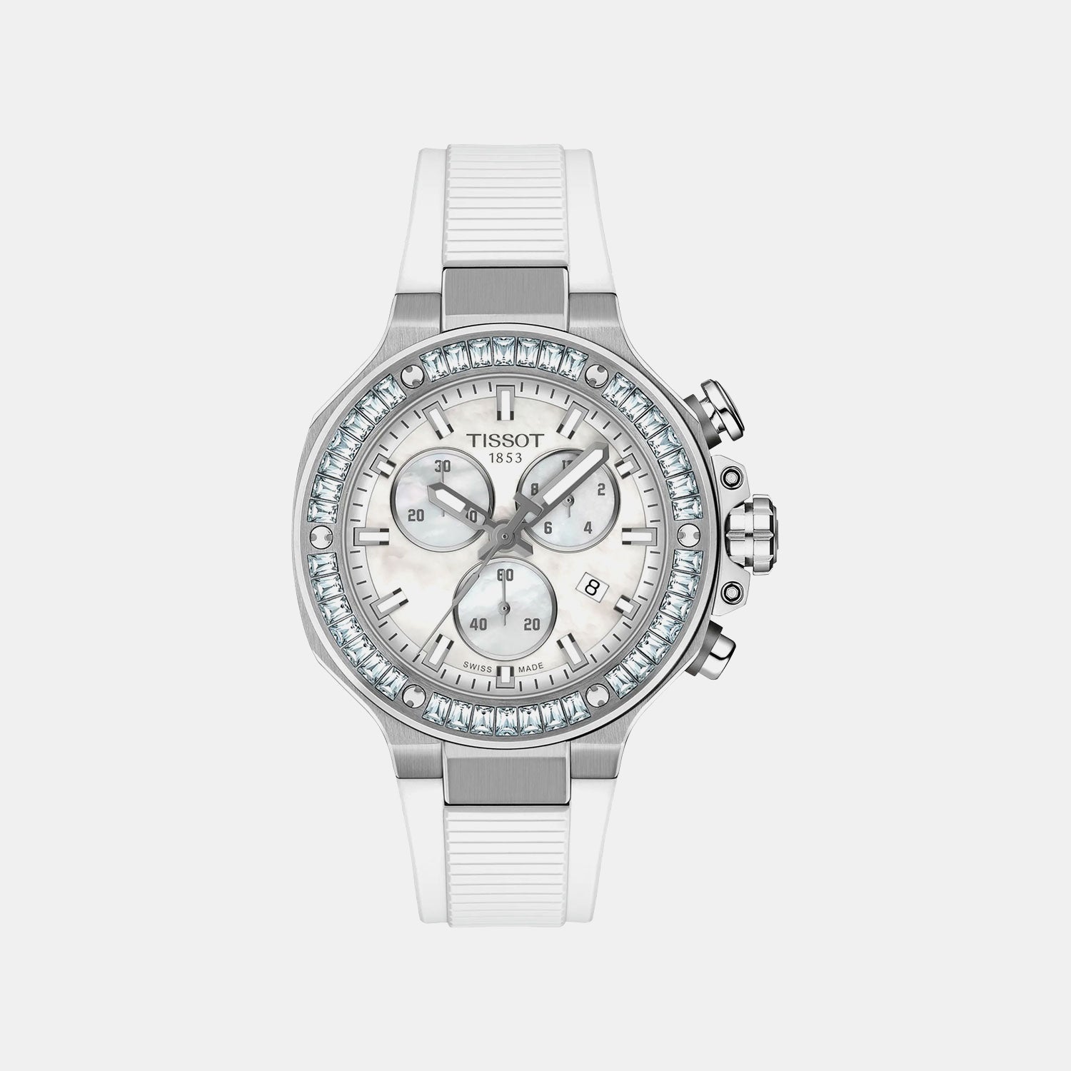 T-Race Unisex Quartz White Mother Of Pearl Dial Chronograph Silicone Watch T1418179711100